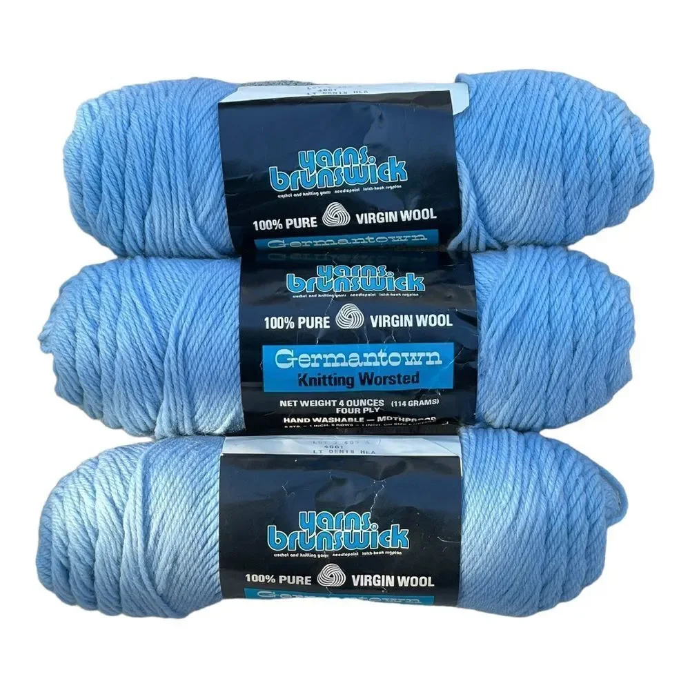 Vintage Yarns Brunswick Germantown virgin wool yarn blue NOS
